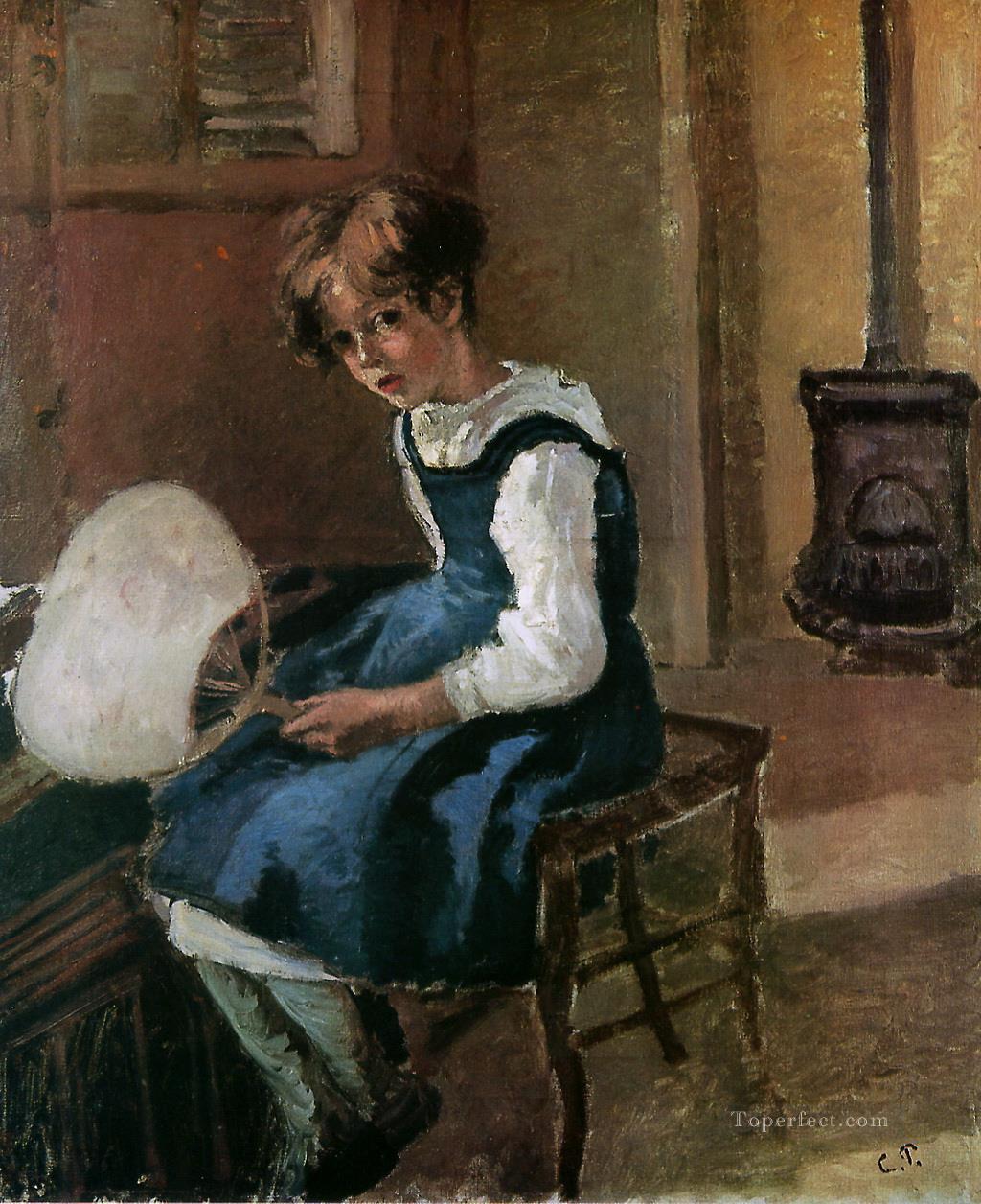 jeanne sosteniendo un abanico Camille Pissarro Pintura al óleo